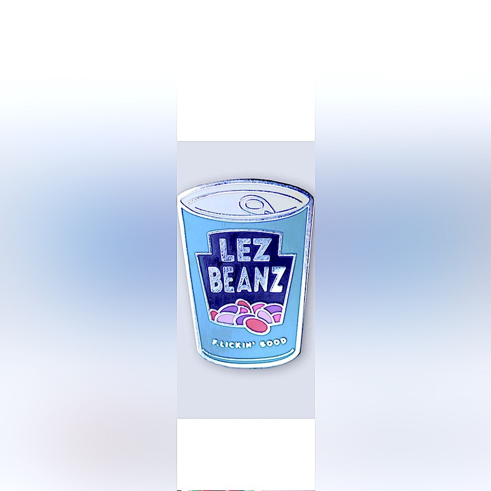 LGBTQ+ Lesbian Pride Silver Plated Can of Lez Beanz 🫘 Pin